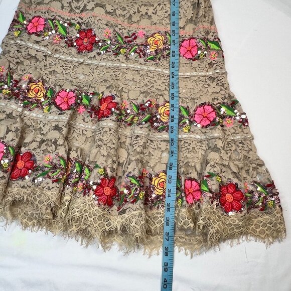 Antica Sartoria by Giacomo Cinque Mini Lace Floral Sequin Dress Boho Fairy XS/S - Picture 9 of 15